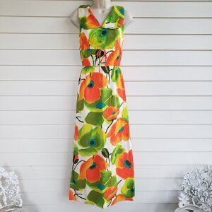 Vintage 70s Miss Donna Hawaiian style maxi dress cotton